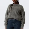 Oversize-Strickpullover aus Mohairmischung – Dunkelgrau