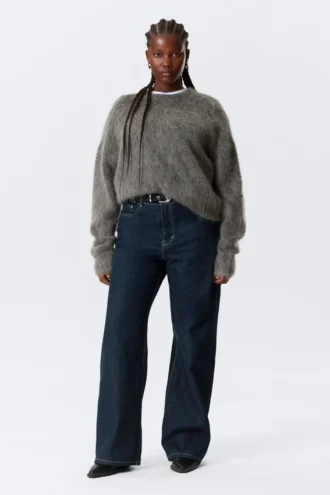 Oversize-Strickpullover aus Mohairmischung – Dunkelgrau