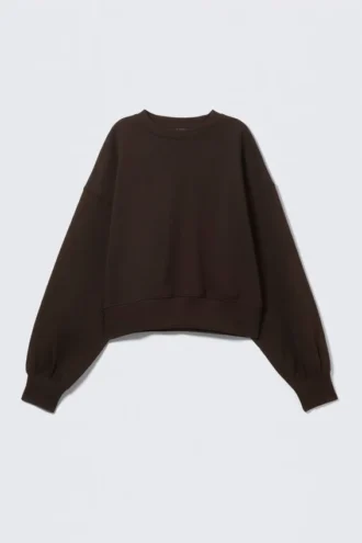 Oversize-Sweatshirt mit Rundhalsausschnitt – Dunkelbraun