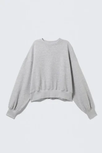 Oversize-Sweatshirt mit Rundhalsausschnitt – Grau meliert