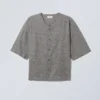Oversized-Baseballhemd aus Leinenmischung – Dunkelgrau Oversized-Baseballhemd aus Leinenmischung – Dunkelgrau