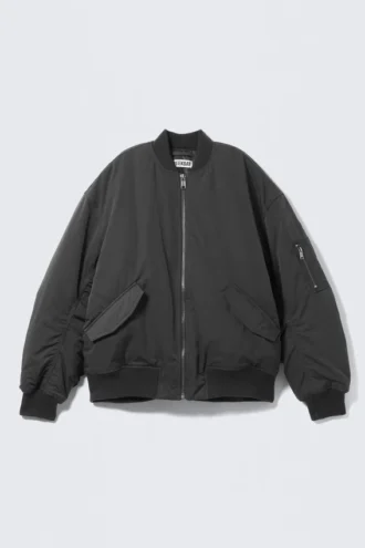 Oversized-Bomberjacke aus Twill – Dunkelgrau