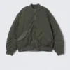 Oversized-Bomberjacke aus Twill – Dunkelkhaki-Grün