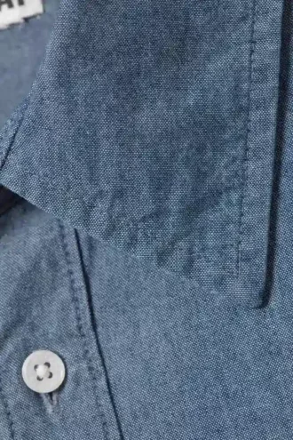 Oversized-Denim-Hemd mit langen Ärmeln – Blau Oversized-Denim-Hemd mit langen Ärmeln – Blau