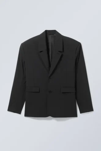 Oversized-Einreiher-Blazer – Schwarz Oversized-Einreiher-Blazer – Schwarz