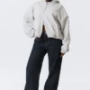 Oversized-Fleece-Kapuzenpullover mit Reißverschluss – Grau meliert Oversized-Fleece-Kapuzenpullover mit Reißverschluss – Grau meliert