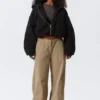 Oversized-Fleece-Kapuzenpullover mit Reißverschluss – Schwarz Oversized-Fleece-Kapuzenpullover mit Reißverschluss – Schwarz