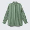 Oversized-Hemd mit Knopfleiste und Streifen – Grüne Streifen Oversized-Hemd mit Knopfleiste und Streifen – Grüne Streifen