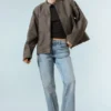Oversized-Jacke aus gewaschenem Canvas – Grau Oversized-Jacke aus gewaschenem Canvas – Grau