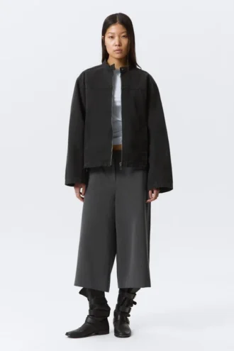Oversized-Jacke aus gewaschenem Canvas – Schwarz