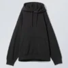 Oversized-Kapuzenpullover aus mittelschwerem Stoff – Schwarz Oversized-Kapuzenpullover aus mittelschwerem Stoff – Schwarz