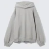 Oversized-Kapuzenpullover aus schwerem Baumwollfleece – Grau meliert Oversized-Kapuzenpullover aus schwerem Baumwollfleece – Grau meliert