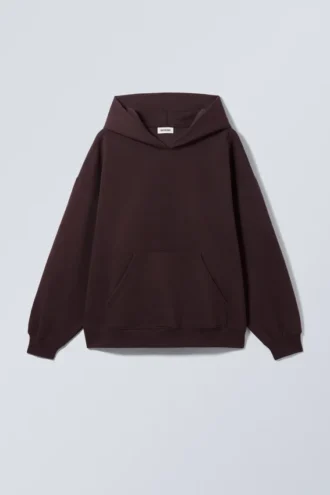 Oversized-Kapuzenpullover aus schwerem Stoff – Burgunderrot