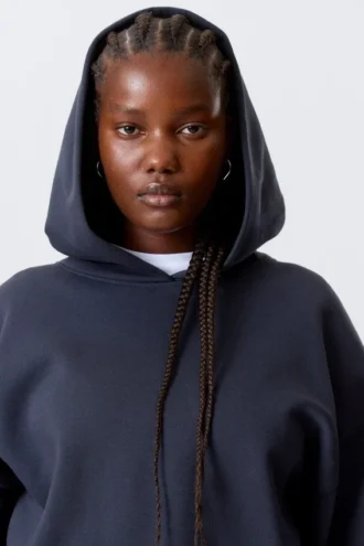 Oversized-Kapuzenpullover aus schwerem Stoff – Dunkelblau