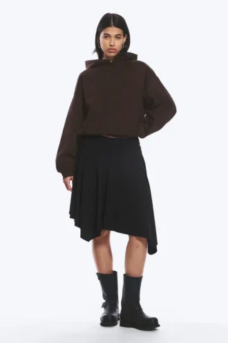 Oversized-Kapuzenpullover aus schwerem Stoff – Dunkelbraun