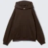 Oversized-Kapuzenpullover aus schwerem Stoff – Dunkelbraun Oversized-Kapuzenpullover aus schwerem Stoff – Dunkelbraun