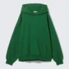 Oversized-Kapuzenpullover aus schwerem Stoff – Dunkelgrün Oversized-Kapuzenpullover aus schwerem Stoff – Dunkelgrün