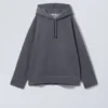 Oversized-Kapuzenpullover aus schwerem Stoff – Dunkelstaubblau Oversized-Kapuzenpullover aus schwerem Stoff – Dunkelstaubblau
