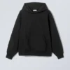 Oversized-Kapuzenpullover aus schwerem Stoff – Schwarz Oversized-Kapuzenpullover aus schwerem Stoff – Schwarz