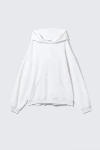 Oversized-Kapuzenpullover aus schwerem Stoff – Weiß