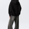 Oversized-Kapuzenpullover mit Reißverschluss – Schwarz Oversized-Kapuzenpullover mit Reißverschluss – Schwarz