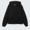 Oversized-Kapuzenpullover mit Reißverschluss – Schwarz Oversized-Kapuzenpullover mit Reißverschluss – Schwarz