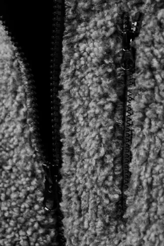Oversized-Kapuzenpullover mit Reißverschluss und Flanellfutter – Dunkelgrau meliert