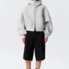 Oversized-Kapuzenpullover mit Trichterkragen und Reißverschluss – Grau meliert Oversized-Kapuzenpullover mit Trichterkragen und Reißverschluss – Grau meliert