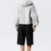 Oversized-Kapuzenpullover mit Trichterkragen und Reißverschluss – Grau meliert Oversized-Kapuzenpullover mit Trichterkragen und Reißverschluss – Grau meliert