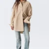 Oversized-Langarm-Hemd – gestreift, beige Oversized-Langarm-Hemd – gestreift, beige