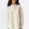Oversized-Langarmhemd – Hellgelb – Punktmuster Oversized-Langarmhemd – Hellgelb – Punktmuster