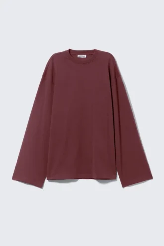 Oversized-Langarmshirt – Burgunderrot
