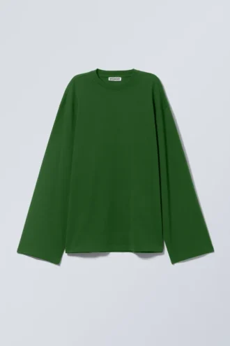 Oversized-Langarmshirt – Dunkelgrün