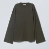 Oversized-Langarmshirt – Dunkelkhaki Oversized-Langarmshirt – Dunkelkhaki