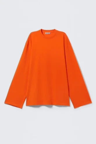Oversized-Langarmshirt – Leuchtendes Orange