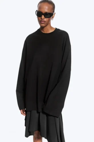 Oversized-Langarmshirt – Schwarz