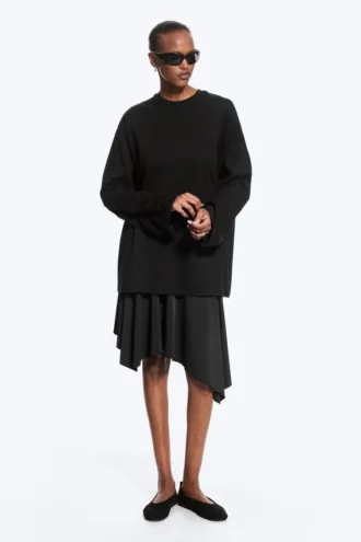 Oversized-Langarmshirt – Schwarz