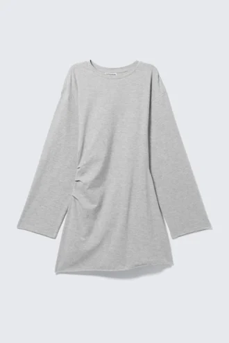 Oversized-Mini-Kleid mit langen Ärmeln – Grau meliert