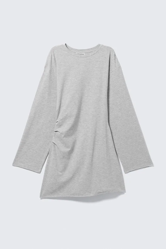 Oversized-Mini-Kleid mit langen Ärmeln – Grau meliert Oversized-Mini-Kleid mit langen Ärmeln – Grau meliert