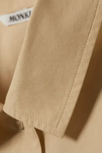 Oversized-Minikleid im Hemdstil mit Rüschen – Beige