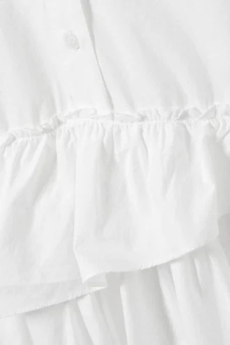 Oversized-Minikleid im Hemdstil mit Rüschen – Weiß
