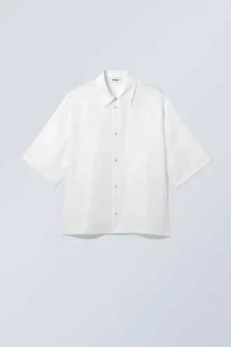 Oversized-Organza-Hemd mit kurzen Ärmeln – Weiß