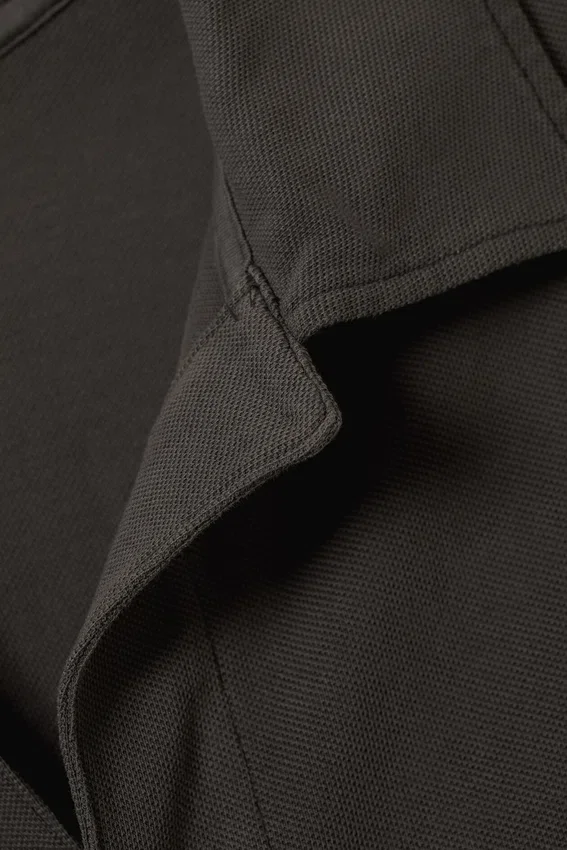 Oversized-Polohemd mit langen Ärmeln – Dunkelgrau Oversized-Polohemd mit langen Ärmeln – Dunkelgrau