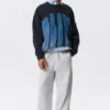 Oversized-Pullover aus Baumwolle mit Print – Marineblau – Alive Oversized-Pullover aus Baumwolle mit Print – Marineblau – Alive