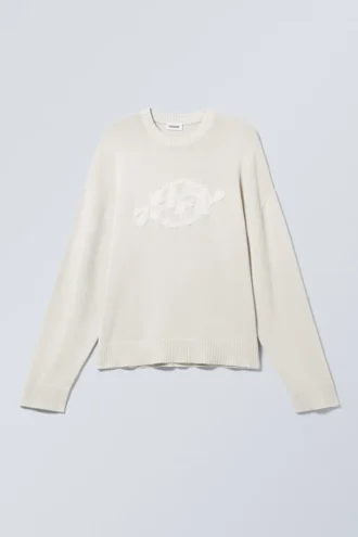 Oversized-Pullover aus Strick mit Print – Light Dusty Mole