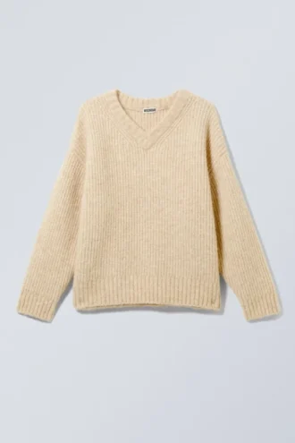 Oversized-Pullover aus Wollmischung – Dusty Beige