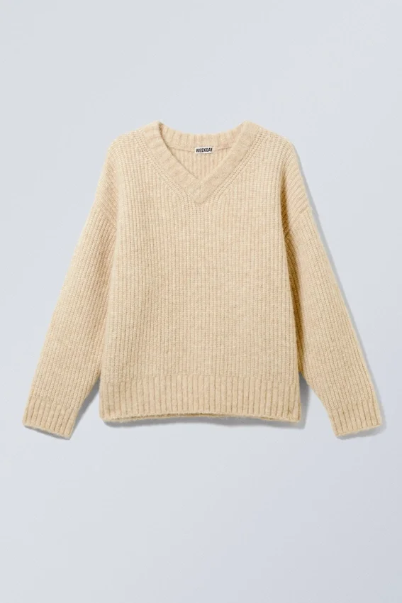 Oversized-Pullover aus Wollmischung – Dusty Beige Oversized-Pullover aus Wollmischung – Dusty Beige