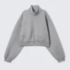 Oversized-Scuba-Jacke mit Reißverschluss – Grau meliert Oversized-Scuba-Jacke mit Reißverschluss – Grau meliert