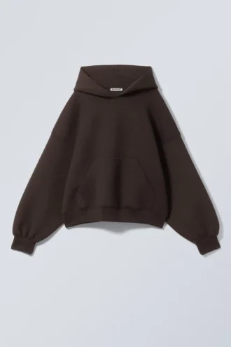 Oversized-Scuba-Kapuzenpullover – Dunkelbraun