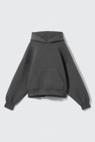 Oversized-Scuba-Kapuzenpullover – Dunkelgrau meliert